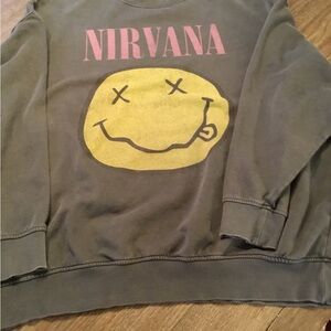NIRVANA Charcoal Sweatshirt with Iconic Yellow Logo